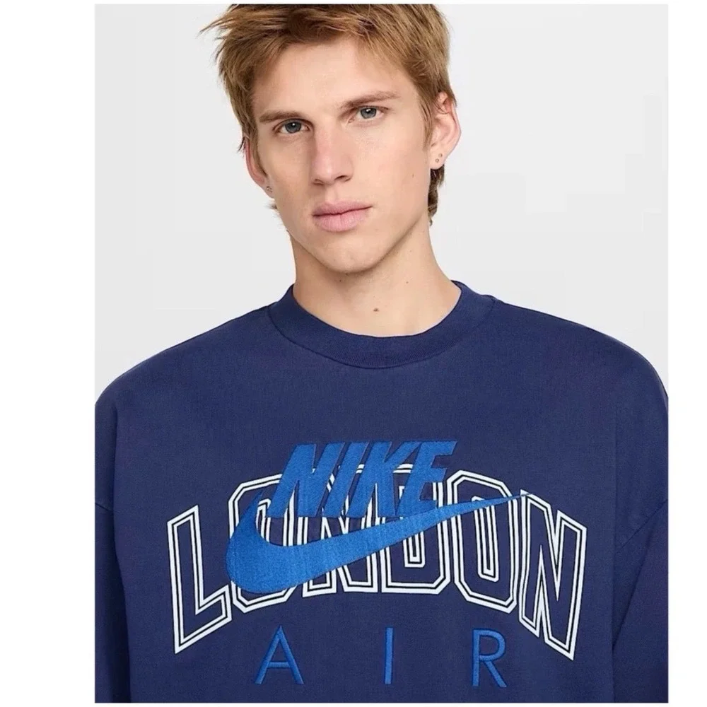 Nike Men's London Air‎ Crewneck Sweatshirt Blue Size M Women's L Cotton
